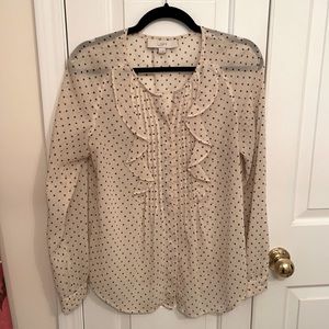 Loft Star Print Long Sleeve Button-Up Blouse